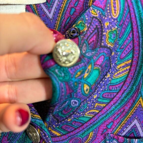 Ladies Vintage Jeffery & Dara by Linda Hutley Purple and Green Blouse Size 5/6 - Picture 10 of 14